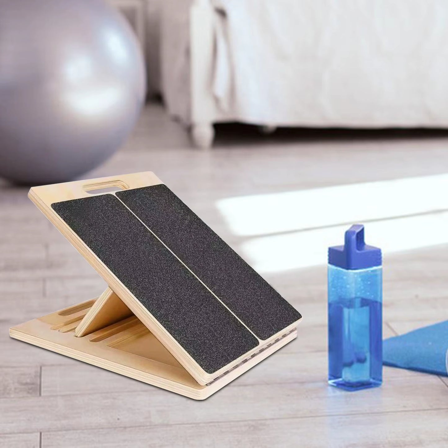 Slant Board Calf Stretcher Foldable Nonslip Wooden Portable Adjustable Leg Stretch for Home Gym Yoga Exercise Sports Workout