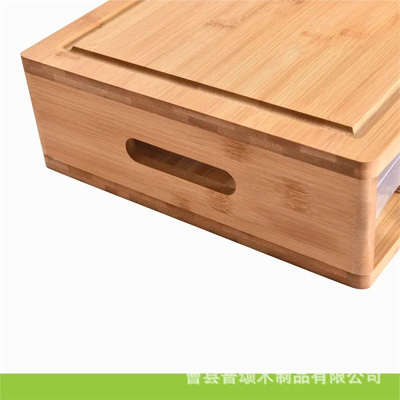 Walnut Solid Wood Multi-Functional Cutting Board Set with Handle Kitchen Storage Drawer Type for Chopping and Bread
