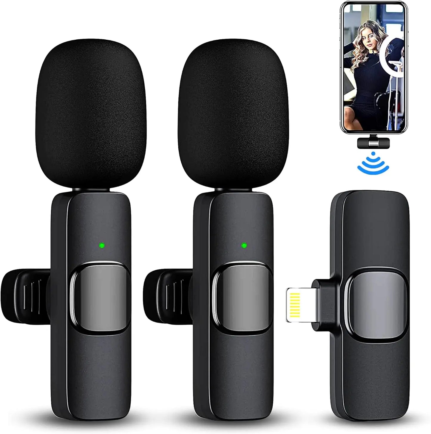 Wireless Lavalier Microphone for Iphone Android Handy Microphone Plug Play Wireless Microphone for Interview Youtube Tiktok
