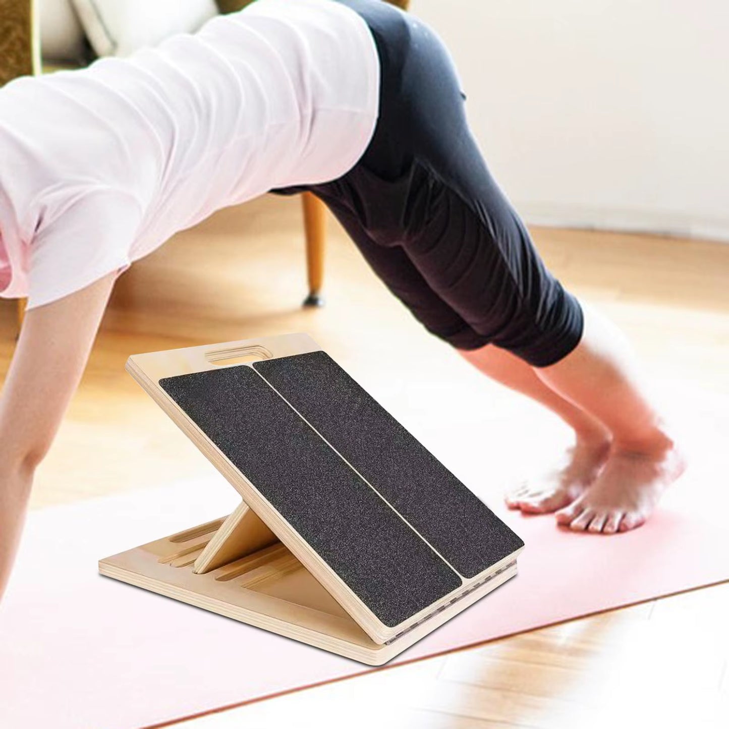 Slant Board Calf Stretcher Foldable Nonslip Wooden Portable Adjustable Leg Stretch for Home Gym Yoga Exercise Sports Workout