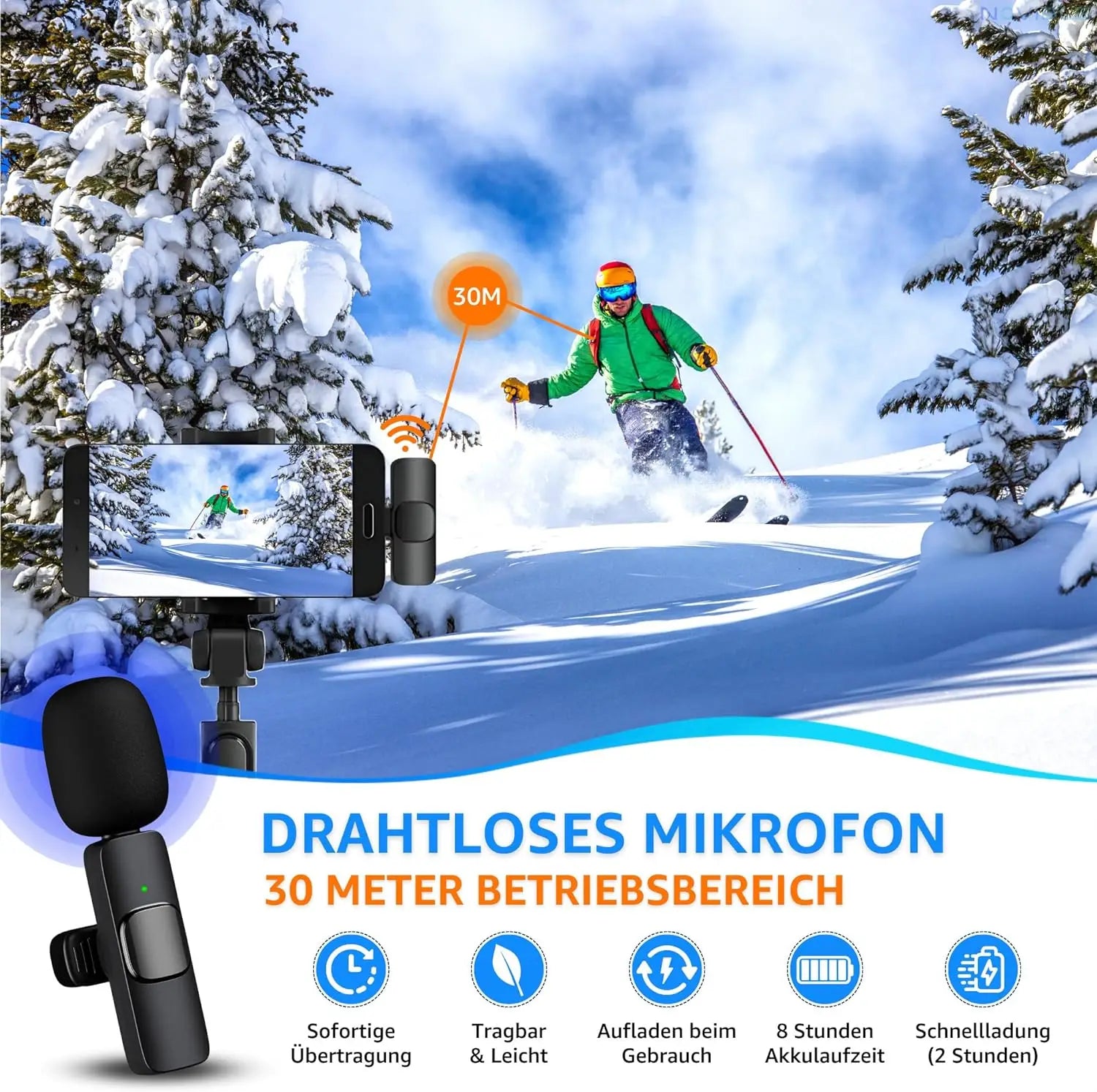 Wireless Lavalier Microphone for Iphone Android Handy Microphone Plug Play Wireless Microphone for Interview Youtube Tiktok