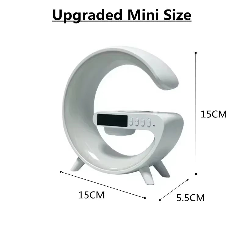 Fast Wireless Charging Stand Pad Wireless Charger Station Desk RGB LED Lamp Night Light Alarm Clock Bluetooth Speaker Subwoofer