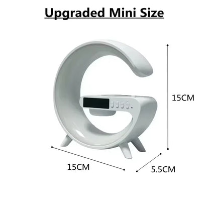 Fast Wireless Charging Stand Pad Wireless Charger Station Desk RGB LED Lamp Night Light Alarm Clock Bluetooth Speaker Subwoofer